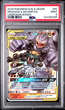 Marshadow & Machamp - 82/214 - Ultra Rare - Unbroken Bonds - Pokemon - PSA 9 - Image 1