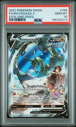 2021 POKEMON SWORD & SHIELD EVOLVING SKIES #194 FULL ART/RAYQUAZA V PSA 10 - Image 1