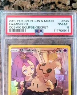 Mimikyu Secret RARE Full Art PSA 8 NM-MT 245/236 Cosmic Eclipse 2019 BEAUTIFUL👻 - Image 2