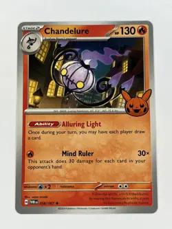 Pokemon TCG Halloween Trick Or Trade 2024 Chandelure #38/167 Regular Rare - Image 1