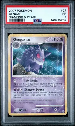 2007 POKEMON DIAMOND & PEARL #27 GENGAR PSA 1 - Image 1