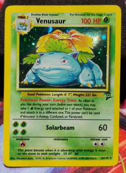 VENUSAUR 18/130 HOLO RARE BASE SET 2 POKEMON HOLO MP VTG TCG WOTC - Image 1