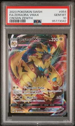 2023 Pokemon Full Art Zeraora VMAX Crown Zenith #054 PSA 10 - Image 1