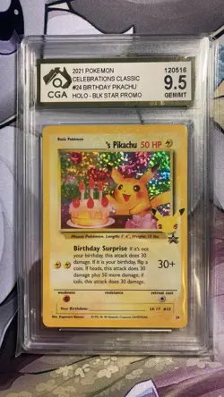 Birthday Pikachu #24 CGA 9.5 Celebrations Pokemon Card (PSA, BGS CGC) - Image 1