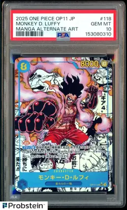 2025 One Piece OP11 Japanese Manga Alternate Art #118 Monkey D. Luffy PSA 10 - Image 1