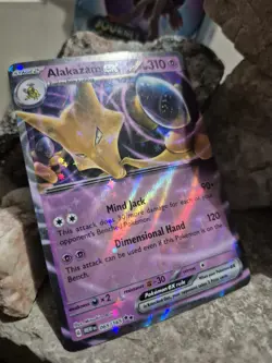 pokemon Cards Alakazam EX Stage2 Holo 1pcs+1pcs Sleeve 2023 065/165 Authentique - Image 1