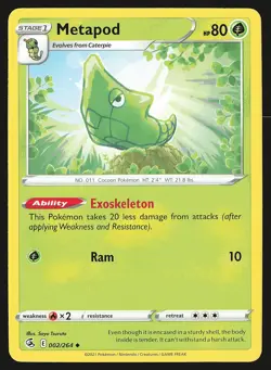 SWSH08: Fusion Strike Metapod #002/264 Uncommon Pokemon Card - Image 1