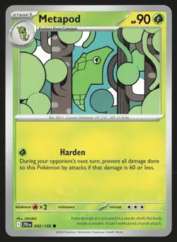 SV09: Journey Together Metapod #002/159 Common Pokemon Card - Image 1