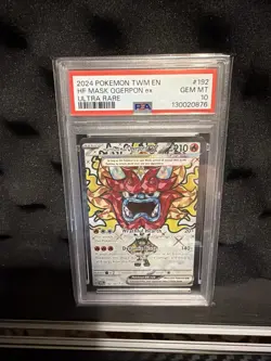 2024 Pokemon En-TM Ultra Rare Hearthflame Mask Ogerpon Ex #192 PSA 10 - Image 1