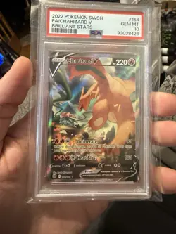 2022 POKEMON SWORD & SHIELD BRILLIANT STARS #154 FULL ART CHARIZARD V PSA 10 🔥 - Image 1