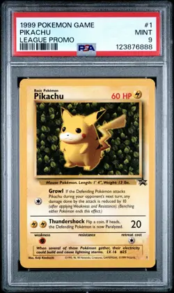 1999 POKEMON LEAGUE PROMO #1 PIKACHU PSA 9 - Image 1