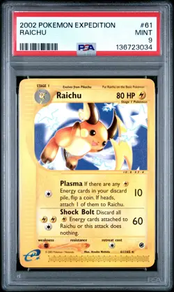 2002 POKEMON EXPEDITION #61 RAICHU PSA 9 - Image 1