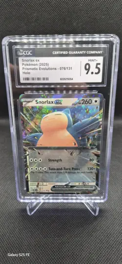 CGC MINT+ 9.5 Snorlax Ex Prismatic Evolutions 076/131 Pokemon 2025 - Image 1