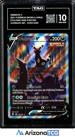 Pokemon 2021 Umbreon V 189 Alternate Art UR Evolving Skies GEM MINT TAG 10 - Image 1