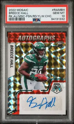 2022 PANINI MOSAIC RC AUTO MOSAIC #RAMBH BREECE HALL PSA 10 AUTO - Image 1