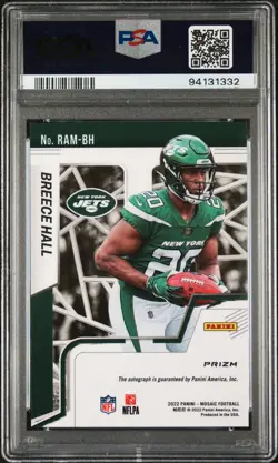 2022 PANINI MOSAIC RC AUTO MOSAIC #RAMBH BREECE HALL PSA 10 AUTO - Image 2