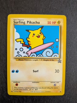 Surfing Pikachu Black Star Promo 28 Wizard’s Of The Coast (WOTC) Pokemon Card NM - Image 1