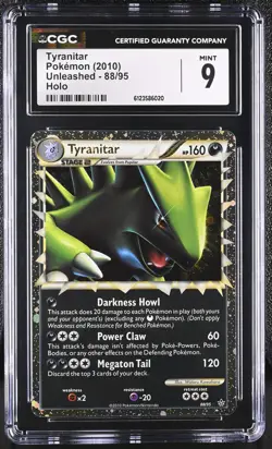 CGC 9 MINT Tyranitar 2010 Unleashed 88/95 Holo Pokemon Card - Image 1