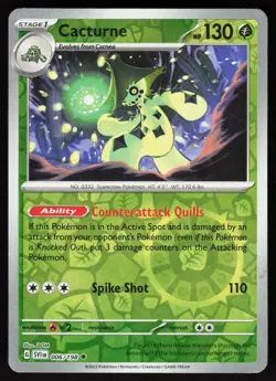 Cacturne 006/198 Uncommon Scarlet & Violet Pokemon Reverse Holo Near Mint - Image 1