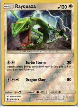 Pokemon TCG Rayquaza 106/145 Guardians Rising Rev Holo MP - Image 1