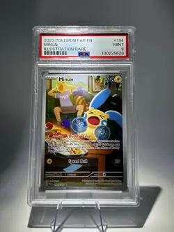 Minun 194/182 Paradox Rift Holo Illustration Rare Pokemon Card PSA 9 Mint - Image 1