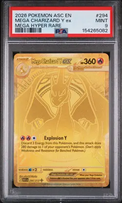 2026 POKEMON ASC EN-ASCENDED HEROES MEGA HYPER RARE MEGA CHARIZARD Y EX PSA 9 - Image 1