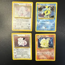 Pokemon Vintage Base Set 4 Card Set MP Holo Rare - Image 1