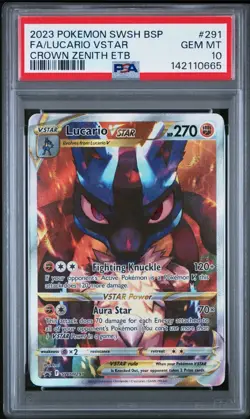 Pokemon TCG Crown Zenith Lucario VSTAR SWSH291 Promo Card PSA 10 - Image 1