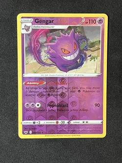 Gengar 085/202 Holo Rare Sword & Shield Pokemon Reverse Holo 🔥 - Image 1