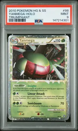 2010 POKEMON HEARTGOLD & SOULSILVER TRIUMPHANT #98 YANMEGA-HOLO PSA 9 - Image 1