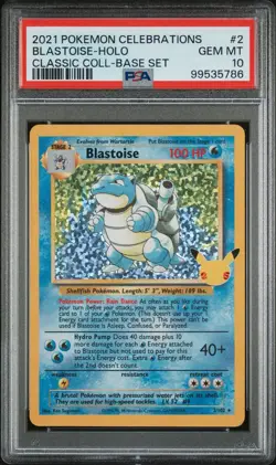 Pokemon 2021 Blastoise 2/102 Celebrations Classic Collection GEM MINT PSA 10 - Image 1