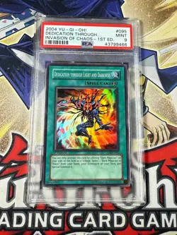 Yugioh PSA 9 Dedication through Light and Darkness IOC-095 1st Edition Super - Image 1