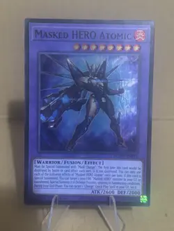 Yugioh Masked HERO Atomic MZMU-EN016 Super Rare 1st Edition NM - Image 1