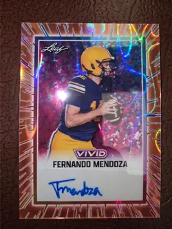 2025 LEAF VIVID AUTO FERNANDO MENDOZA ORANGE LAVA AUTOGRAPH 2/4 RARE SP #1 PICK - Image 1