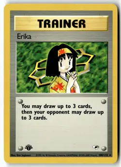 Pokemon Card Erika (100) LP Gym Heroes 1st Edition Rare 100/132 - Image 1