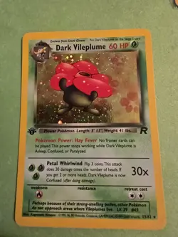 rare pokemon cards DARK VILEPLUME 13/82 1ST EDITION TEAM ROCKET SET HOLO RARE PO - Image 1