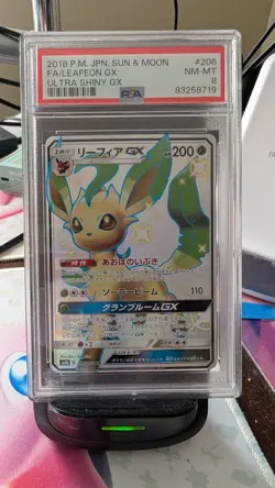Pokemon PSA 8 Leafeon GX #206 SM8b Full Art Ultra Shiny GX 2018 Japanese - Image 1