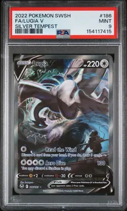 2022 POKEMON SWORD & SHIELD SILVER TEMPEST #186 FULL ART/LUGIA V PSA 9 - Image 1