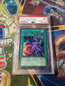 Yugioh Psa 9 Nm-mt Ast-095 Dark Magic Attack 1st Edition - Image 1