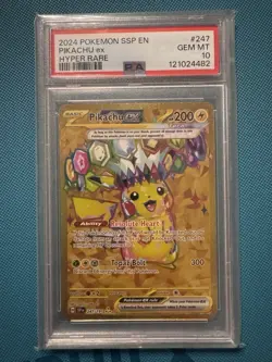 Pokemon Cards - PSA 10 Pikachu Ex 247/191 - Surging Sparks HR - GEM MT - PSA10 - Image 1