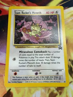Team Rocket's Meowth 18 LP-NM Black Star Promo Non Holo WoTC 2000 Pokemon TCG - Image 1