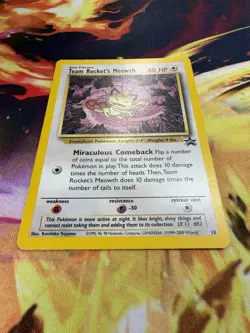 Team Rocket's Meowth 18 LP-NM Black Star Promo Non Holo WoTC 2000 Pokemon TCG - Image 2