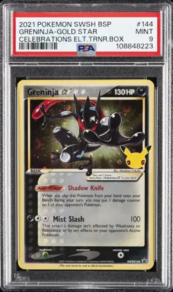 2021 POKEMON SWSH BLACK STAR PROMO #144 GRENINJA-GOLD STAR PSA 9 - Image 1