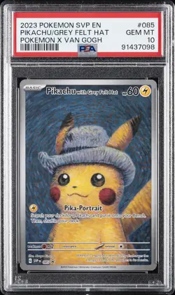 2023 POKEMON SVP EN-SV BLACK STAR PROMO #085 PIKACHU WITH GREY FELT HAT PSA 10 - Image 1