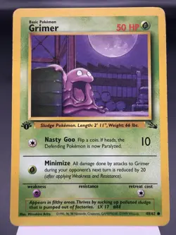 Grimer 48/62 - 1st Edition - Fossil Pokemon Card PLAYED - Image 1