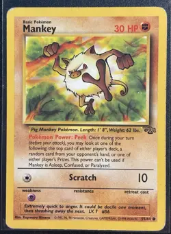 Mankey 55/64 - Jungle Unlimited Common WOTC Pokemon TCG - MP/HP Card - Image 1