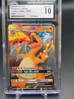 CGC Graded 10 Gem Mint Charizard GX 9/68 Hidden Fates Pokemon Card - Image 2