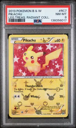 2013 POKEMON B&W LEGEND TREASURES RADIANT COLL #RC7 PIKACHU PSA 8 - Image 1