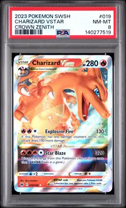 2023 POKEMON SWORD AND SHIELD CROWN ZENITH #019 CHARIZARD VSTAR PSA 8 - Image 1