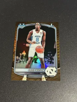 2025-26 Bowman Chrome U 1st Bowman #BCP-83 Caleb Wilson Reptilian Refractor NC - Image 1